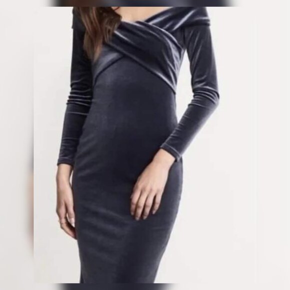 Dynamite Velvet Long Sleeve Blue/Silver Dress Size XS - Picture 1 of 4